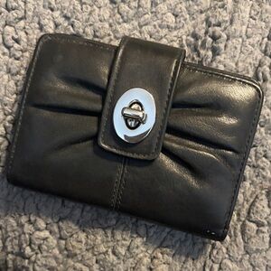 Coach Turnlock Black Leather Women's Wallet
